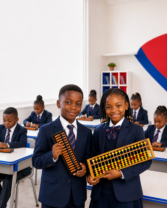 Children learning abacus through Sobay partnership program