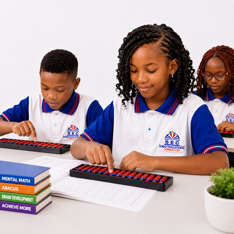Children learning abacus at Sobay Abacus Academy